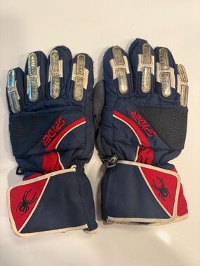 Spyder Navy and Red Protective Winter Gloves